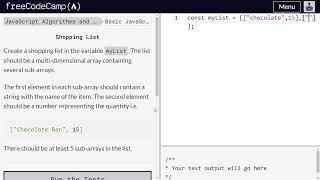 Shopping list - freeCodeCamp | Video 48 | Basic JS