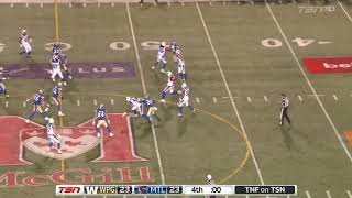 CFL 2017 Montreal and Winnipeg Kick the Ball Back and Forth 4 Times on One Play