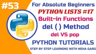 Python del vs pop | Deleting Elements from a List | del() Method Explained |Class 11 & 12 CS #python