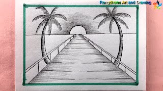 Beautiful Drawing 💚 Pencil Drawing 🖌🖌 Bridge Scenery