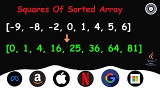 🚀Squares of Sorted Array Problem Using Java💻 | #programmingkt #java #interview #dsa