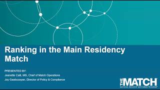 Ranking Programs in the 2026 Main Residency Match Webinar
