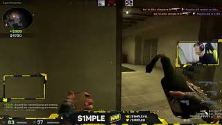 s1mple берет раунд 1v3 и получает глобала