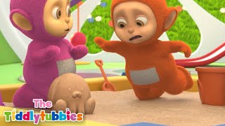 Teletubbies | Scary Sandbox! Tiddlytubby falls over | Tiddlytubbies Season 4 Compilation