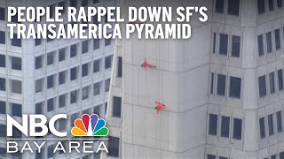 Watch: 3 people rappel down Transamerica Pyramid in San Francisco