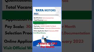 12th Pass Job | Tata Motors Recruitment 2023 | Freshers Job 2023 #tatamotors #naukari #shorts