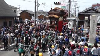 旧常滑地区祭礼2016（土）山方字　常山車  00018神明社宮入り3　桜　常滑春まつり2016　山車祭り