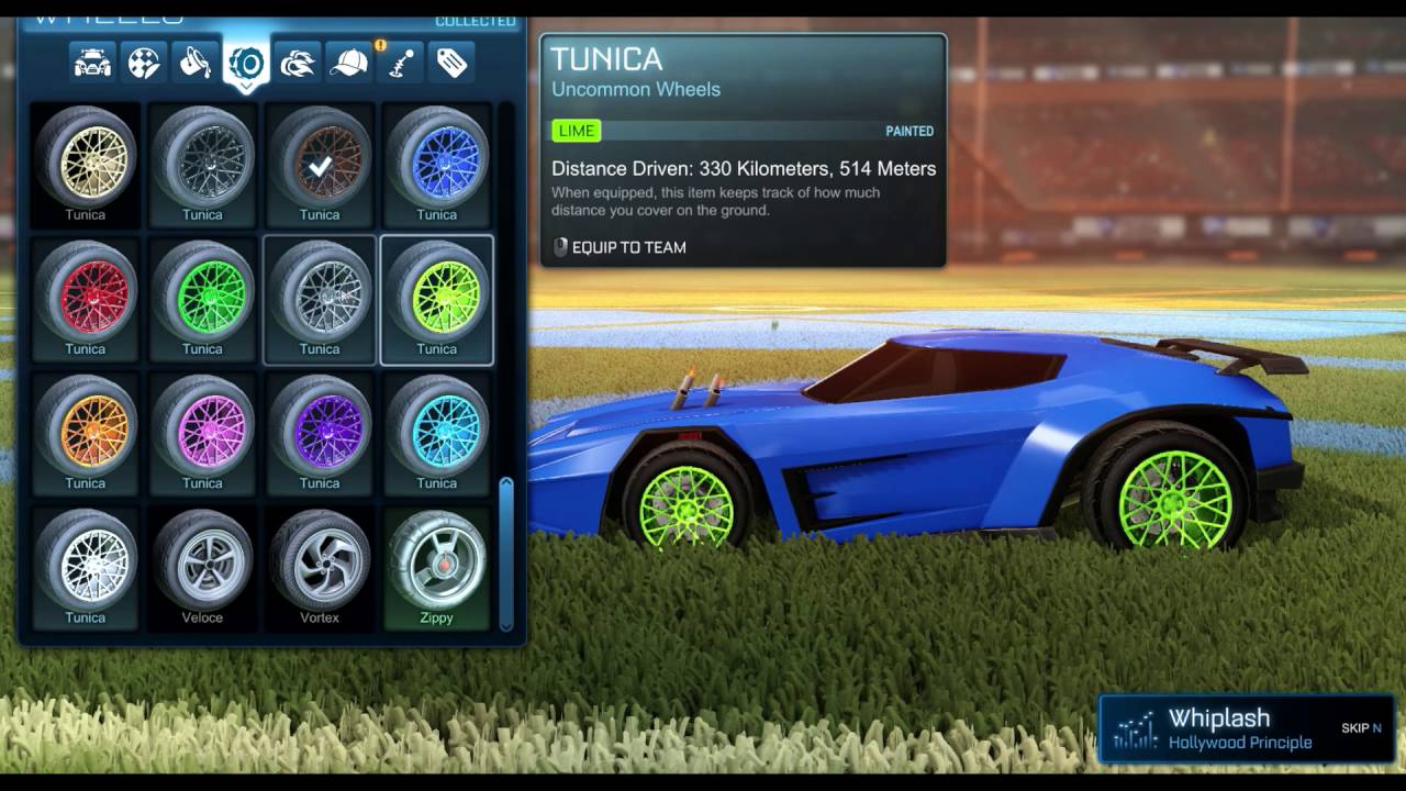 Rocket League - Full Tunica Set Painted Wheels - YouTube