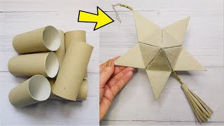 😻 Super Star 3D for Home Decor ⭐️ Origami Christmas Craft from Toilet Paper Rolls 🌟 Easy DIY For You