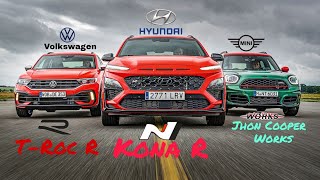 Hyundai Kona N vs  VW T-Roc R vs  Ford Puma ST vs MINI Countryman  JCW - Drag Race 🏁