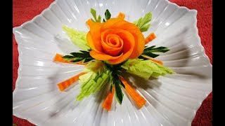 Action  carving carrot  Rose - cucumber Design to flower Beautiful - Vegetable Art