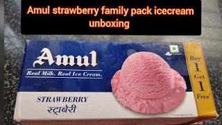 Amul strawberry family pack icecream unboxing \u0026 review/amul strawberry ice cream