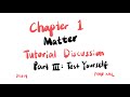 Tutorial Discussion (Part III: Test Yourself) | Chapter 1 Matter | DK014 SES Chemistry