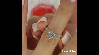 DazzlRing Handmade Simple Stunning Princess Cut Engagement Ring