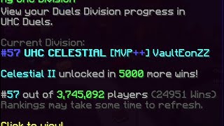 Unlocking UHC Celestial in hypixel duels (25K wins in UHC Duels)