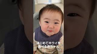 [離乳食]　はじめてキウイを食べて、なんとも言えない表情をする赤ちゃん　#shorts #赤ちゃん　#離乳食