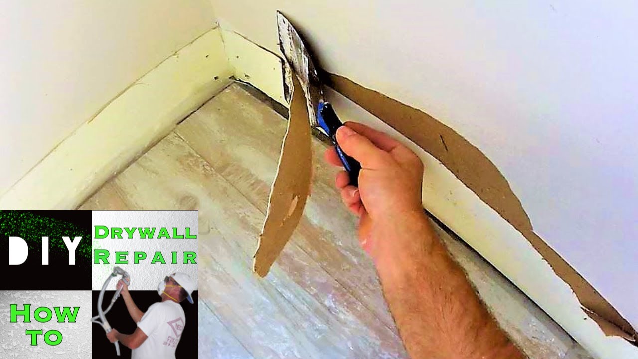 How To Repair Drywall Damage After Baseboards Were Removed - YouTube