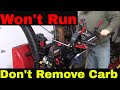 Snowblower No Start: Fix W/O Removing Carb.