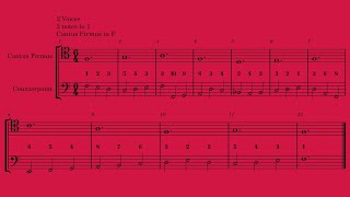 Fux Counterpoint. 2 Voices,  Ternary: 3-1 (Cantus Firmus F, upper part)