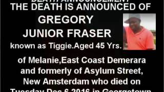 Death Announcement - Gregory Junior Fraser