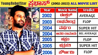 Prabhas Hits and Flops (2002-2023) all Films List | Prabhas All telugu movies budget and collections