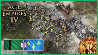 Trying to Contain the French Knights; AOE IV Solo Ranked Season 9; Delhi vs French on Gorge