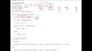 Java - Binary Searching Worksheet #1
