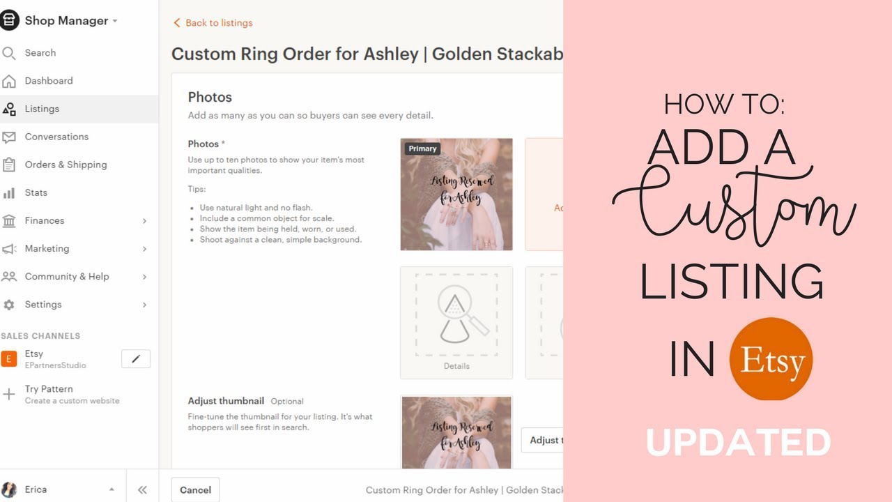 How To Add A Custom Listing On Etsy Tutorial Youtube