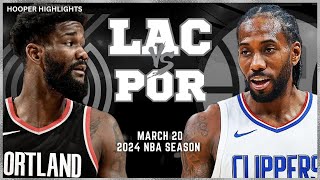 LA Clippers vs Portland Trail Blazers  Game Highlights | Mar 20 | 2024 NBA Seaso