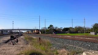 UP #5882 leads loaded ballast train, Rosenberg Texas 12/12/2021