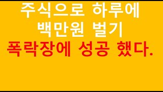 주식으로 하루에 백만원 벌기 폭락장에 성공 했다.