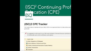 Notion ISC2 CPE Tracker