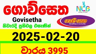 Govisetha 3995 | 2025.02.20 | Today Lottery Result ගොව් සෙත ලොතරැයි ප්‍රතිඵල nlb