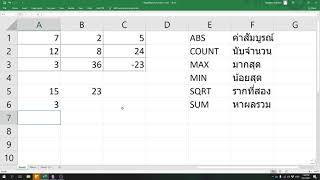 ฟังก์ชันในการคำนวณโปรแกรม Excel ตอนที่ 1