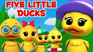 Lima bebek kecil | Lagu sajak anak-anak | Lagu anak-anak | Preschool Rhymes | Five Little Ducks
