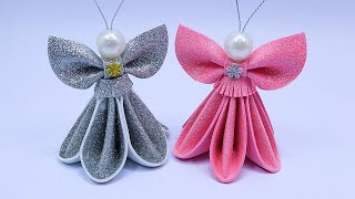 DIY Christmas Angels With Foamiran👼How To Make Angel For Christmas🎄Manualidades Navideñas