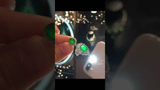 Emerald Glass Imperial Green Pendant翡翠老坑玻璃帝王綠二合一吊墜，蛋麵不大，品質超高，種老起光，翠色濃郁艷美，豪華大鑽石鑲嵌，珠寶感十足的精品