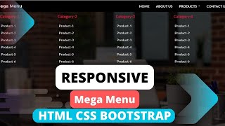 Responsive Mega Menu using HTML CSS Bootstrap 4 only | Mega Dropdown Menu