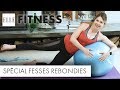 Des fesses rebondies avec un élastique et un Swiss ball┃ELLE Fitness