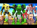 Banana Kid and JJ and Mikey in OPTIMUS PRIME , BUMBLEBEE Transformers CHALLENGE in Minecraft Maizen