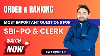 Order & Ranking || For SBI PO & CLERK || By Yogesh Sir #reasoning #sbipo #sbiclerk