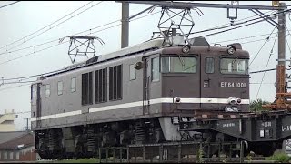 側面の塗装ひび割れが目立ってきたEF64 1001 牽引チキ４両