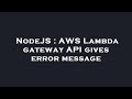 NodeJS : AWS Lambda gateway API gives error message