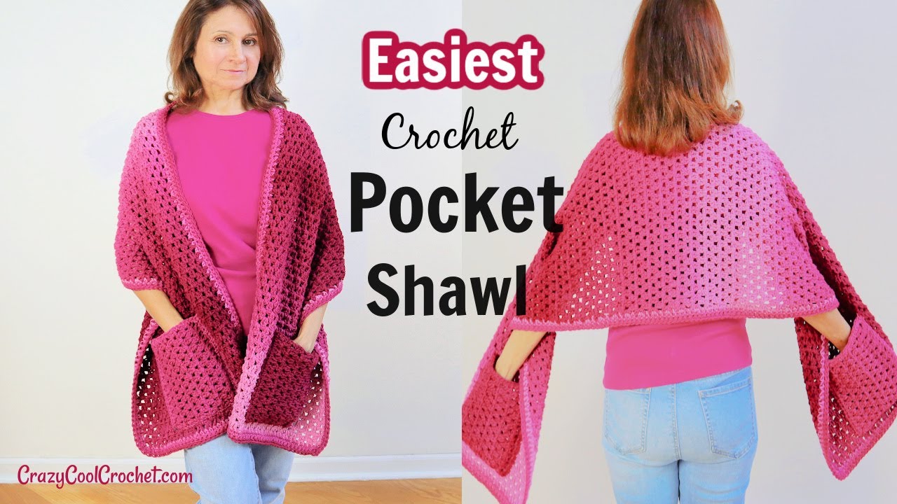 Easiest Crochet Pocket Shawl For Beginners - YouTube