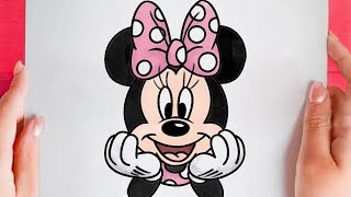 How to draw Minnie Mouse easy step by step Disney