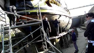 The frigate Shtandart in Dutch drydock