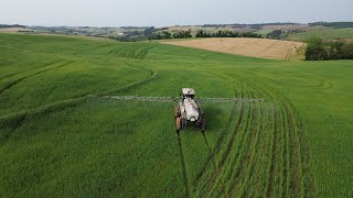 CABVIEW// Cabview of oat desiccation before soybean planting.