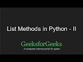 Python Programming Tutorial | List Methods - Part 2 | GeeksforGeeks