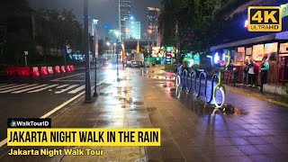 4K/60FPS | Jakarta Night Walk in The Rain | Jakarta Night Walk Tour