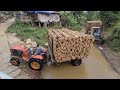 iseki 6000 u0026 kubota l1 245 tractor transports wood in the forest with tremendous power